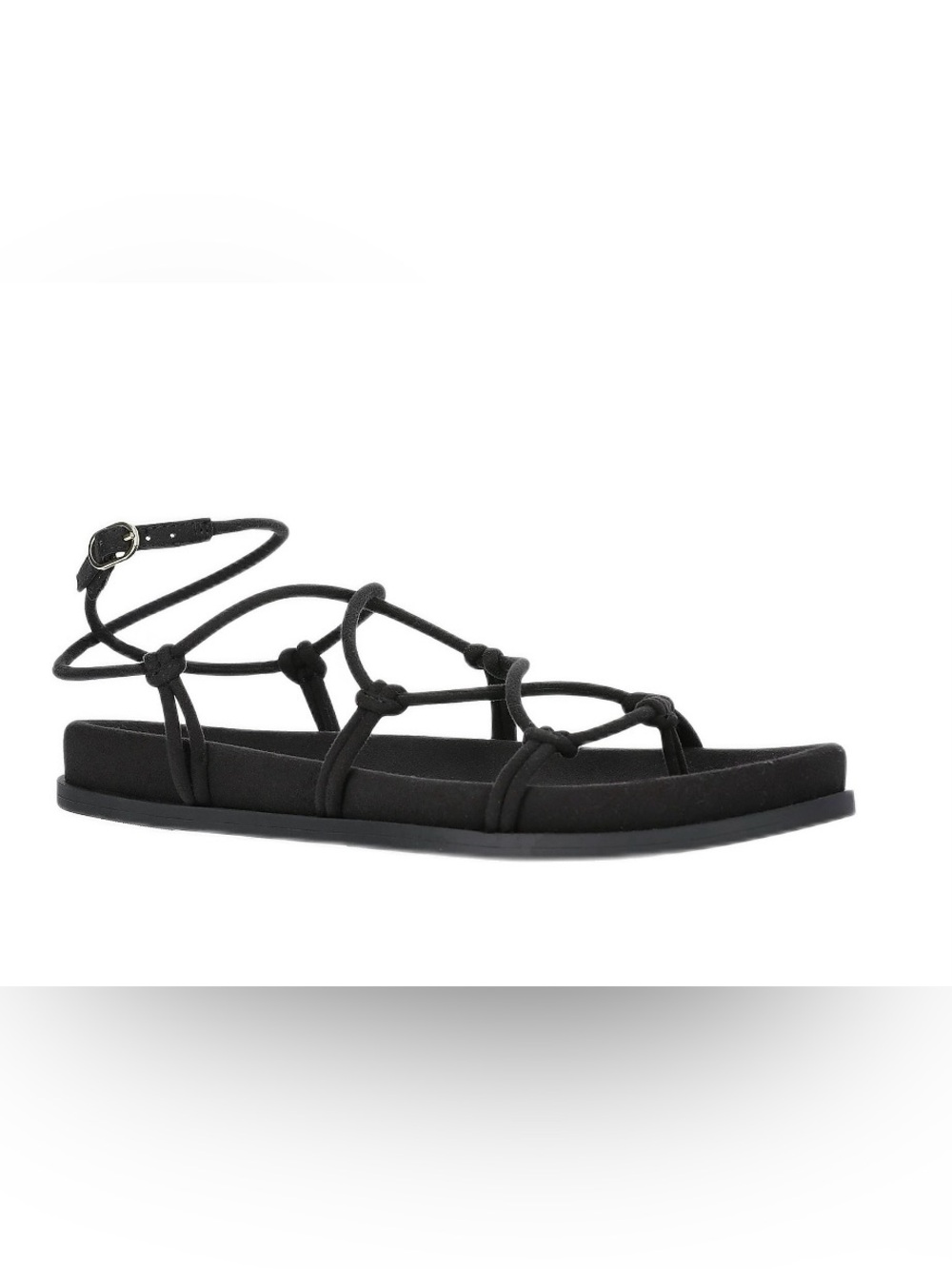 NWT No Boundaries Black Knotted Strappy Flat Lace up Sandals